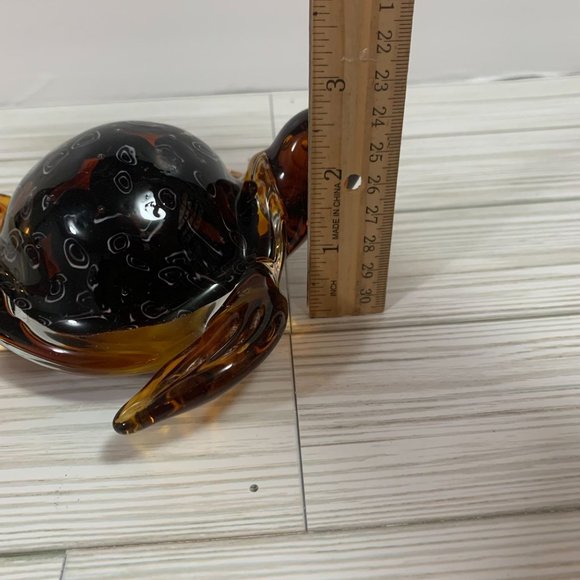 Art Glass Amber Brown Millefiori Large Turtle Figurine Paperweight Heavy - Picture 12 of 12